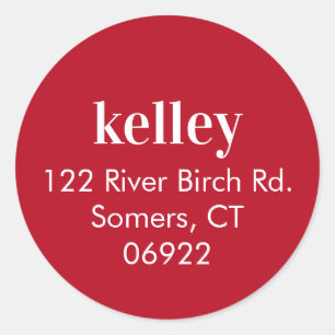 Mod Print Address Seal, Red Ronde Sticker