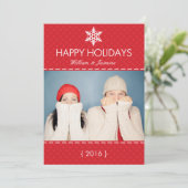 Mod Pset Red Snowflake Holiday Flat Card Feestdagenkaart (Staand voorkant)
