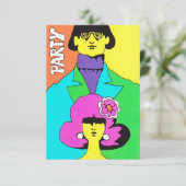 Mod Psychedelic Party Invitation Kaart (Staand voorkant)
