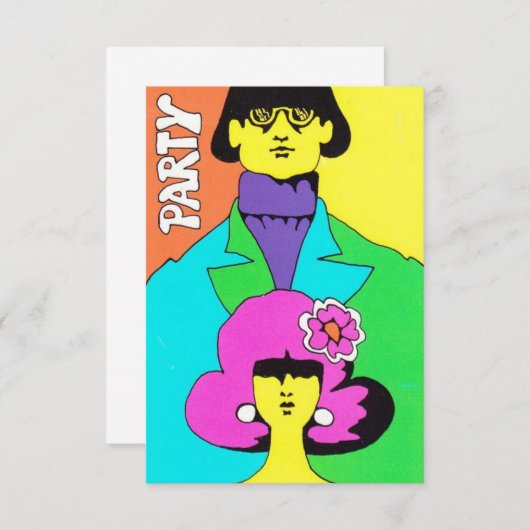 Mod Psychedelic Party Invitation Kaart (Voorkant / Achterkant)