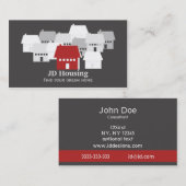 Mod Red Gray Classy Real estate business cards Visitekaartje (Voorkant / Achterkant)