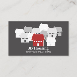 Mod Red Gray Classy Real estate business cards Visitekaartje