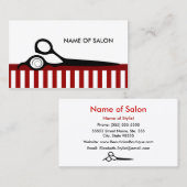 Mod Red White Barber Stripes Hair Salon Scissors Visitekaartje (Voorkant / Achterkant)