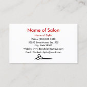 Mod Red White Barber Stripes Hair Salon Scissors Visitekaartje (Achterkant)