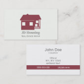 Mod Red White Classy Real estate business cards Visitekaartje (Voorkant / Achterkant)
