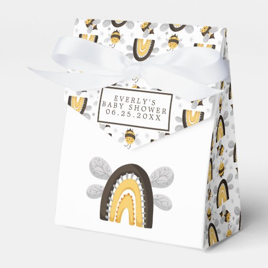 Mod Regenboog Hommelsbij Baby Shower  Bedankdoosjes (Voorkant Zijde)