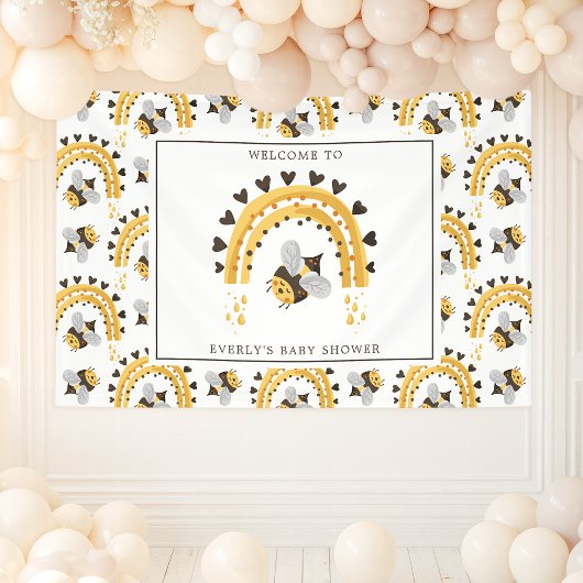 Mod Regenboog Hommeltje Honingbij Baby Shower Spandoek