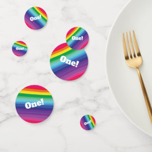 Mod regenboogkleurige 1e verjaardag confetti