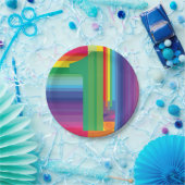 Mod regenboogkleurige 1e verjaardag papieren bordje (Feest)