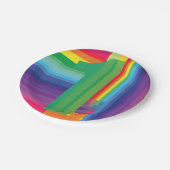 Mod regenboogkleurige 1e verjaardag papieren bordje (Gekanteld)