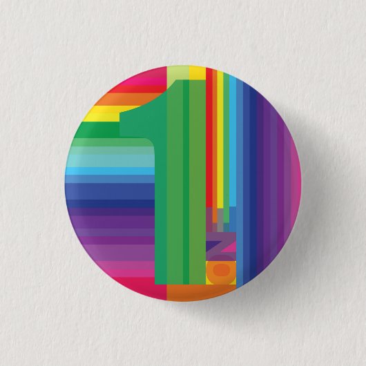 Mod regenboogkleurige 1e verjaardag ronde button 3,2 cm (Voorkant)