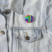 Mod regenboogkleurige 1e verjaardag ronde button 3,2 cm (In situ)