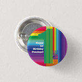 Mod regenboogkleurige 1e verjaardag ronde button 3,2 cm (Voorkant /achterkant)