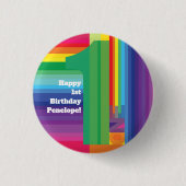 Mod regenboogkleurige 1e verjaardag ronde button 3,2 cm (Voorkant)