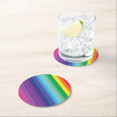 Mod regenboogkleurige 1e verjaardag ronde kartonnen onderzetter (Insitu)