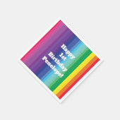 Mod regenboogkleurige 1e verjaardag servet (Hoek)