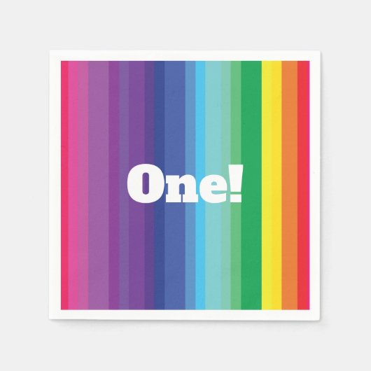 Mod regenboogkleurige 1e verjaardag servet (Voorkant)
