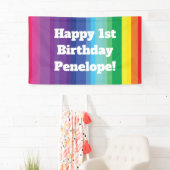 Mod regenboogkleurige 1e verjaardag spandoek (Insitu)