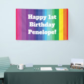 Mod regenboogkleurige 1e verjaardag spandoek (Beurs)