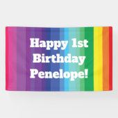 Mod regenboogkleurige 1e verjaardag spandoek (Horizontaal)