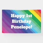 Mod regenboogkleurige 1e verjaardag spandoek (Horizontaal)