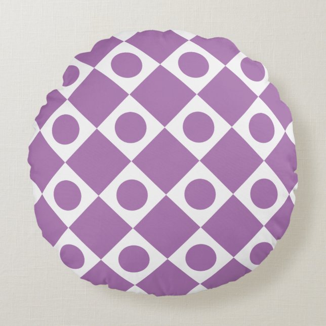 Mod Retro 60's Custom Color Round Pillow Rond Kussen (Voorkant)