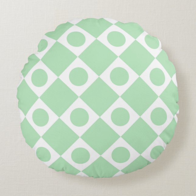 Mod Retro 60's Mint Rond Kussen (Voorkant)