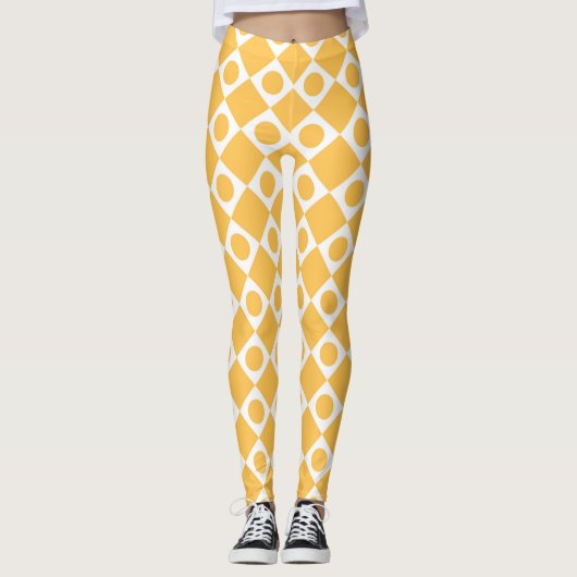 Mod Retro 60s Mosterd Leggings (Voorkant)