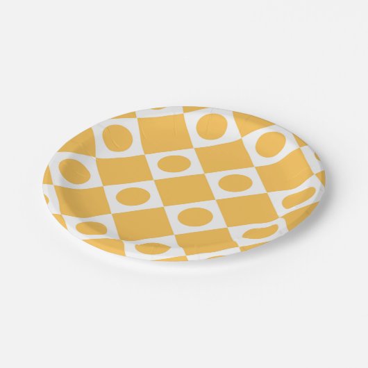Mod Retro 60's mosterd Papieren Bordje (Gekanteld)