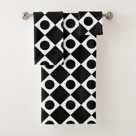 Mod Retro 60's zwart Bad Handdoek (Insitu)