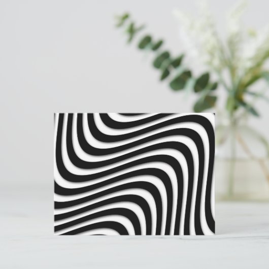 MOD Retro Black en White Swirls Briefkaart (Staand voorkant)