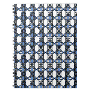 Mod Retro Blauw Abstract Scarabee Patroon Notitieboek