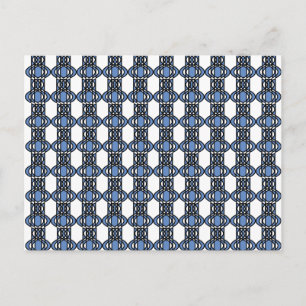 Mod Retro Blue Abstract Scarab Patroon Briefkaart