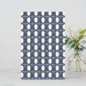 Mod Retro Blue Abstract Scarab Patroon Briefpapier (Staand voorkant)
