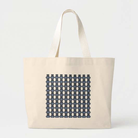 Mod Retro Blue Abstract Scarab Patroon Grote Tote Bag (Voorkant)