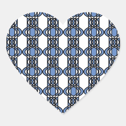Mod Retro Blue Abstract Scarab Patroon Hart Sticker (Voorkant)