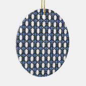 Mod Retro Blue Abstract Scarab Patroon Keramisch Ornament (Rechts)