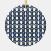 Mod Retro Blue Abstract Scarab Patroon Keramisch Ornament (Voorkant)