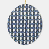 Mod Retro Blue Abstract Scarab Patroon Keramisch Ornament (Links)