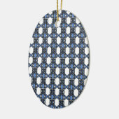 Mod Retro Blue Abstract Scarab Patroon Keramisch Ornament (Links)