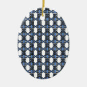 Mod Retro Blue Abstract Scarab Patroon Keramisch Ornament (Voorkant)