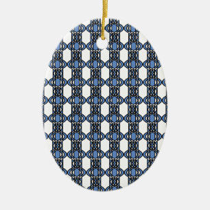 Mod Retro Blue Abstract Scarab Patroon Keramisch Ornament