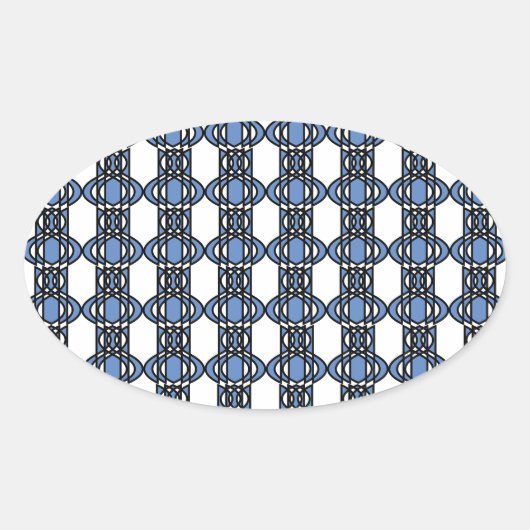 Mod Retro Blue Abstract Scarab Patroon Ovale Sticker (Voorkant)