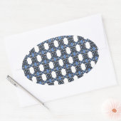 Mod Retro Blue Abstract Scarab Patroon Ovale Sticker (Envelop)