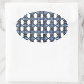 Mod Retro Blue Abstract Scarab Patroon Ovale Sticker (Tas)