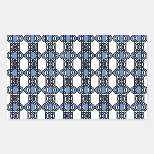 Mod Retro Blue Abstract Scarab Patroon Rechthoekige Sticker (Voorkant)