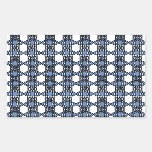 Mod Retro Blue Abstract Scarab Patroon Rechthoekige Sticker