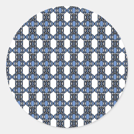 Mod Retro Blue Abstract Scarab Patroon Ronde Sticker (Voorkant)