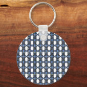 Mod Retro Blue Abstract Scarab Patroon Sleutelhanger (Voorkant)