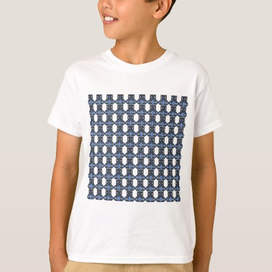 Mod Retro Blue Abstract Scarab Patroon T-shirt (Voorkant)